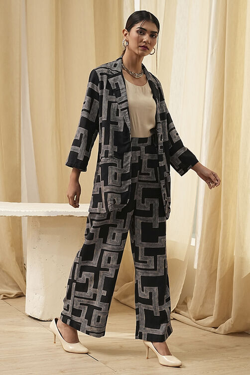 Black Viscose Printed Co-ord Set image number 5
