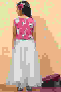 Matcha Green Polyester Blend Gathered Lehenga Set image number 4