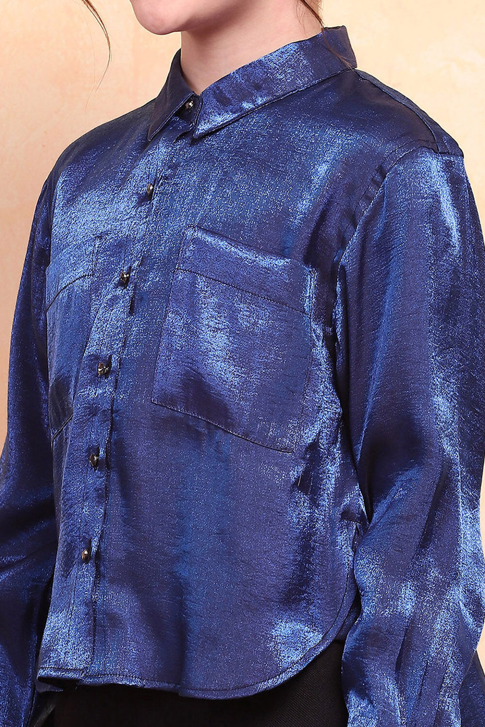 Blue Viscose Blend Shirt Set image number 1