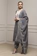 Grey Cotton Blend Woven Unstitched Suit Set image number 4