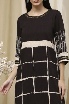Coffee Brown Printed Straight Kurta Set image number 1