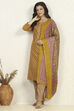 Blue Cotton Unstitched Suit Set image number 1