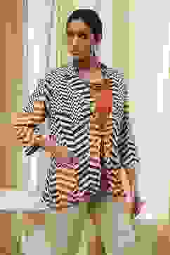 Orange Printed Straight Jacket image number 4