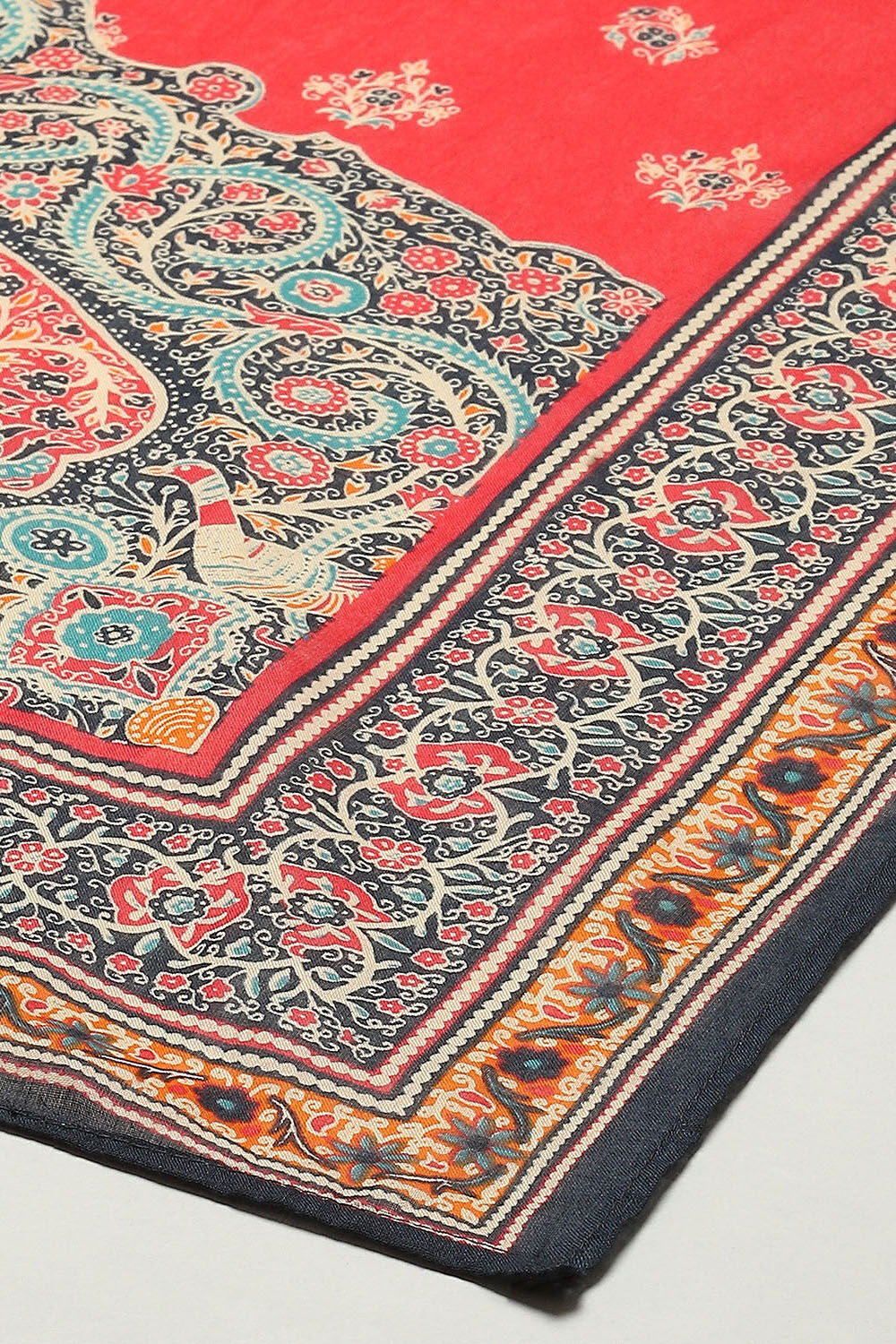 Red Cotton Anarkali Kurta Churidar Suit Set image number 3