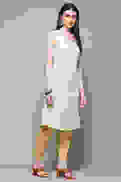 Yellow Teal Polyester Straight Kurta image number 6