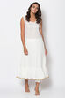 Off White Poly Metallic Cotton Flared Yarndyed Kurta image number 4