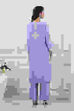 Blue Poly Viscose Straight Suit Set image number 3