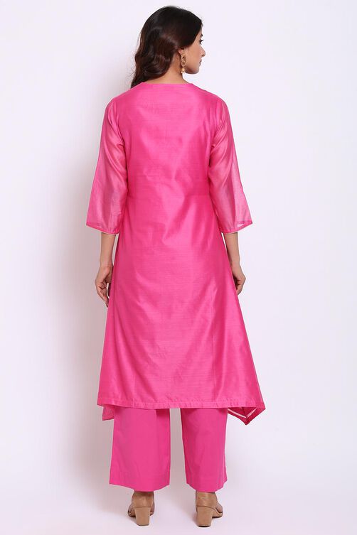 Green Straight Kurta Palazzo Suit Set image number 4
