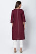 Indigo Cotton Flax Straight Solid Kurta image number 4