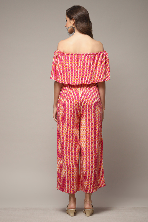 Pink LIVA Printed Jumpsuit image number 2