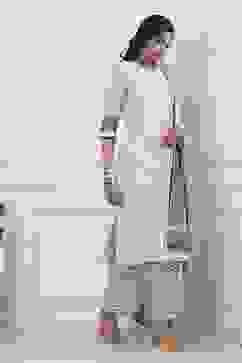 Grey Cotton Printed Straight Suit Set image number 5