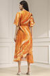 Mustard Yellow Printed Flared Dress image number 3