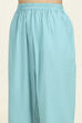 Blue Cotton Unstitched Suit Set image number 3