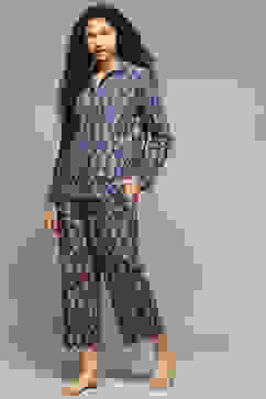 Navy Cotton Printed 2 Piece Sleepwear Set image number 3