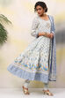 Ivory Cotton Anarkali Kurta Churidar Suit Set image number 6