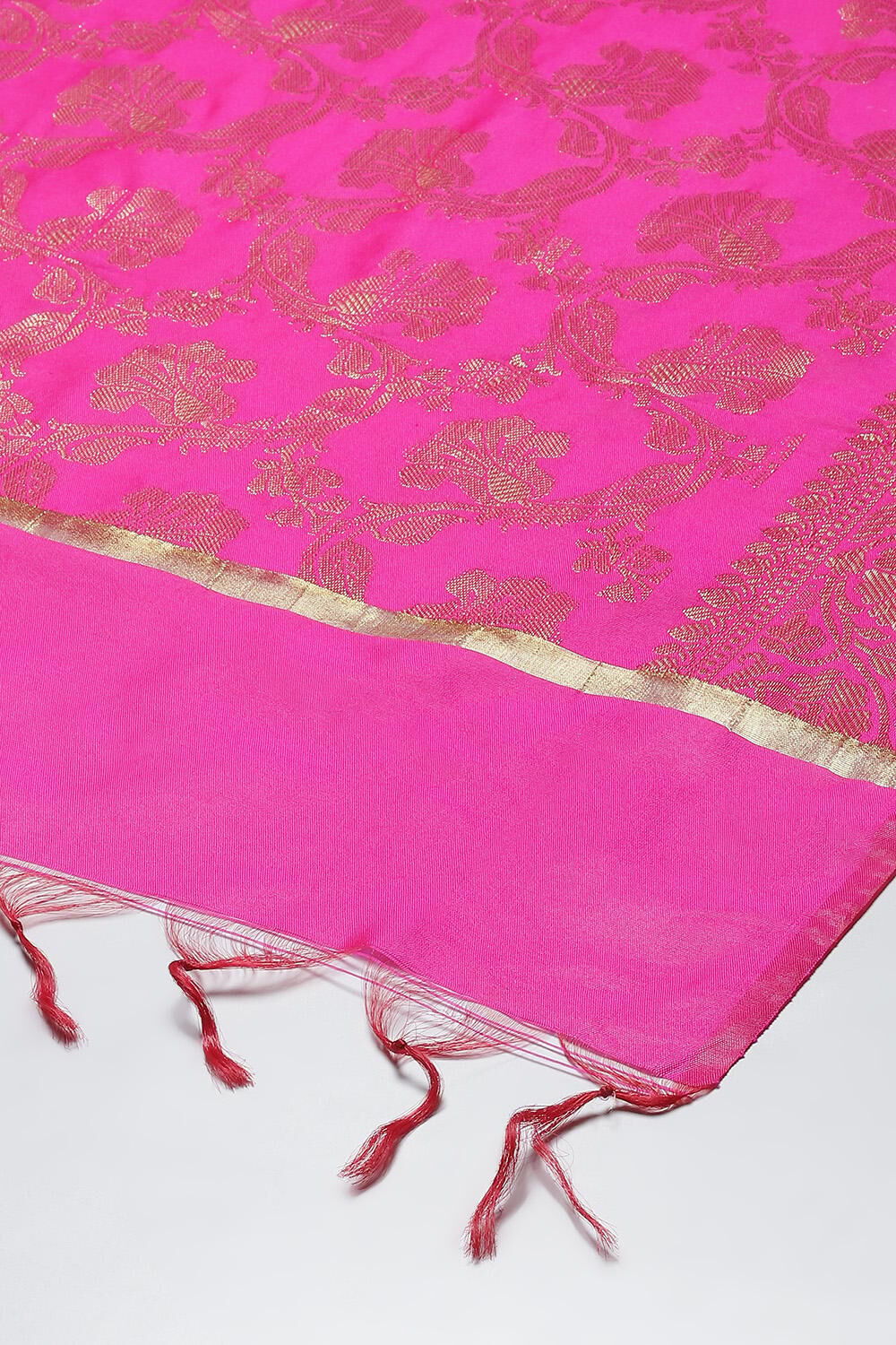 Fuschia Art Silk Yarndyed Dupatta image number 1