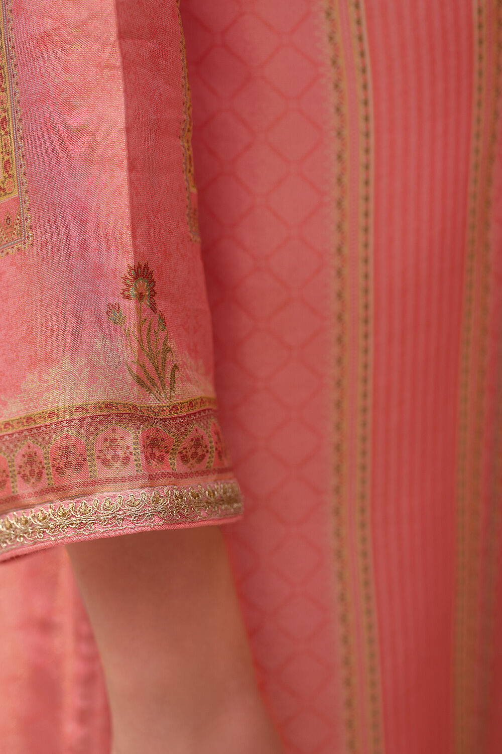 Mustard Yellow Viscose Silk Unstitched Suit Set image number 1