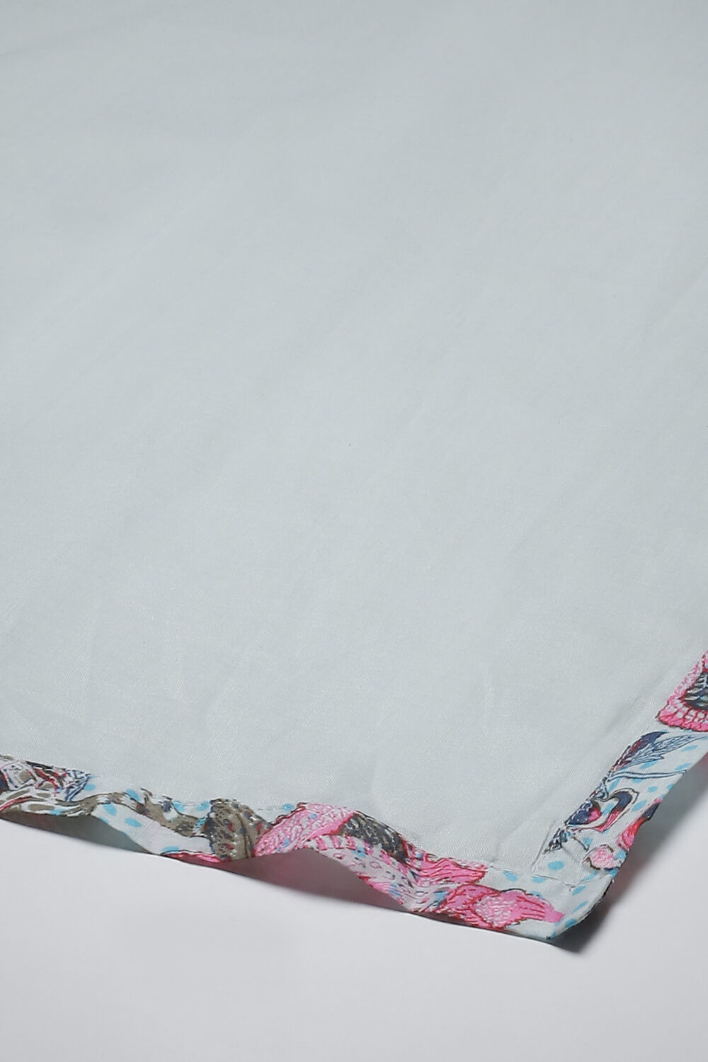 Dull Sea Blue Cotton Gathered Kurta Churidar Suit Set image number 7