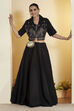 Black Viscose Rayon Regular Lehenga Set
