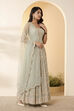 Turquoise Polyester Straight Lehenga Set image number 3