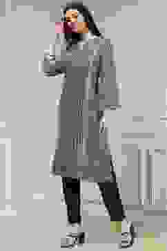 Blue Printed Straight Kurta image number 2