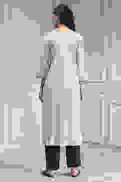 White Cotton Hand Block Print Unstitched Suit Set image number 5