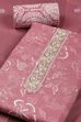 Pink Cotton Printed Embroidered Unstitched Suit Set image number 1