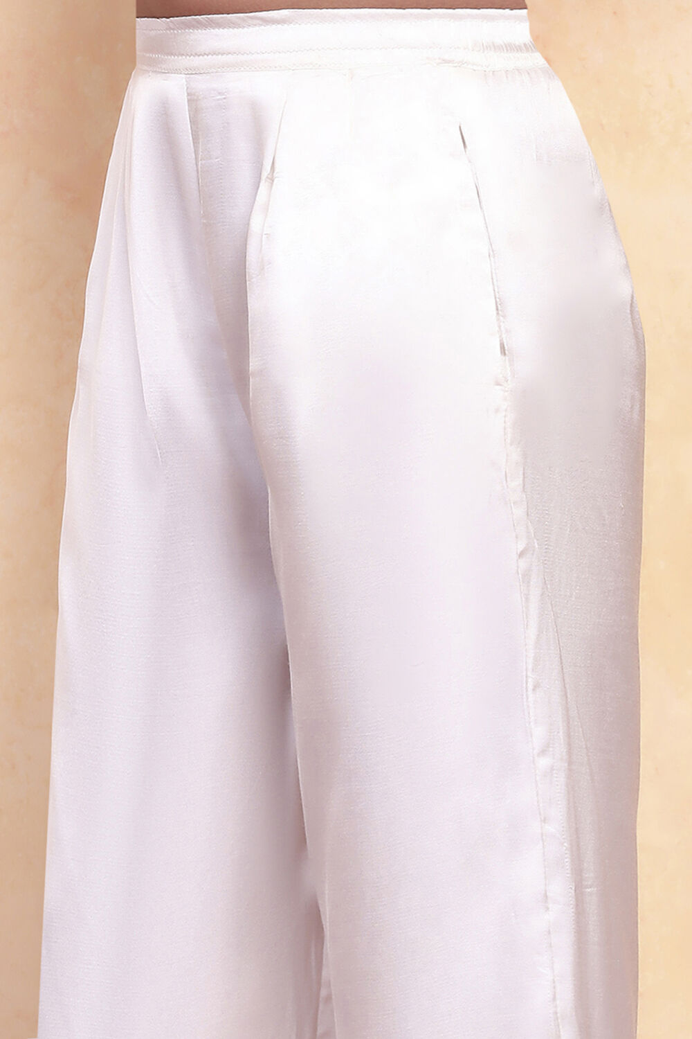 White Viscose Embroidered STRAIGHT 3 Piece Set image number 2