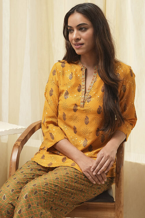 Yellow Art Silk Straight 2 Piece Set image number 7