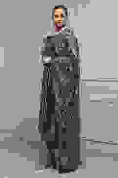 Blue Chanderi Blend Printed Embroidered Unstitched Suit Set image number 4