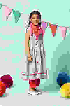 Green Cotton Flared Kurta Straight Palazzo Suit Set image number 6