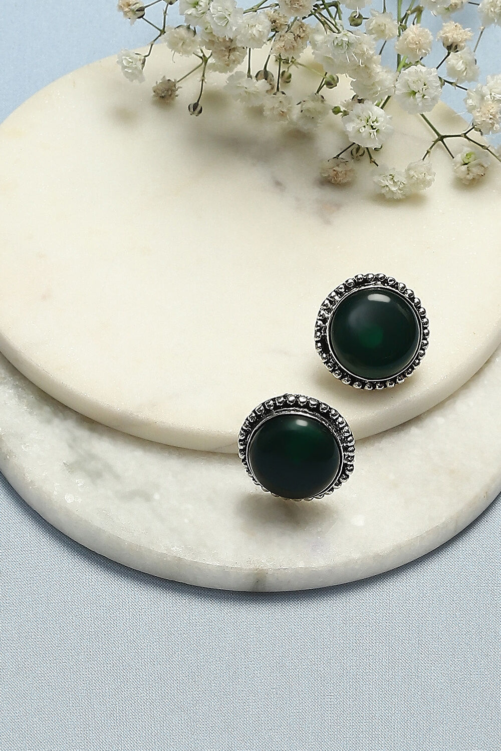 Green Brass Earrings image number 0