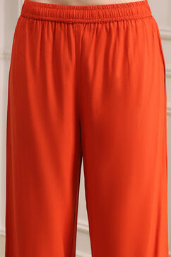 Burnt Orange Dyed Asymmetric Kurta Set image number 2