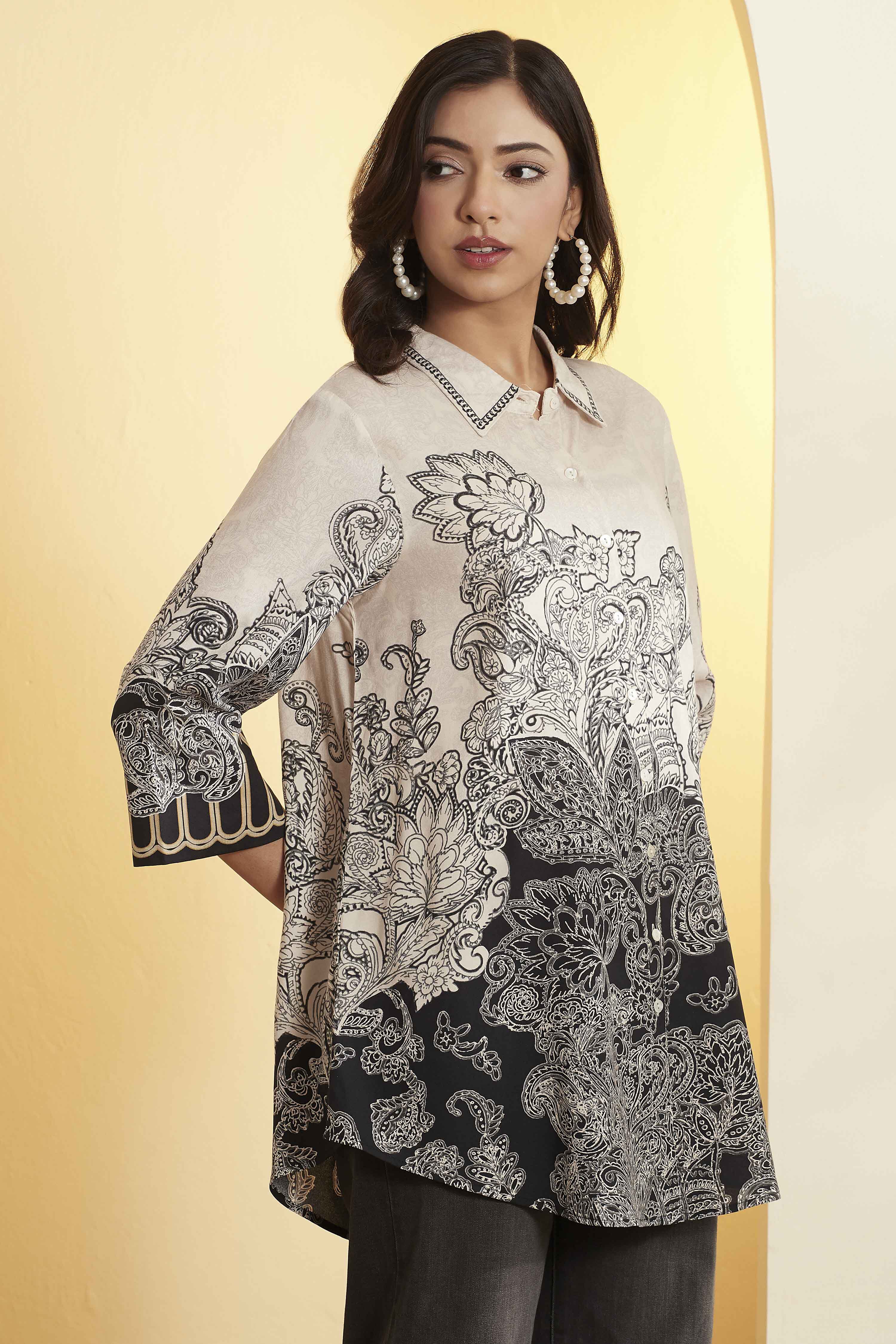 Blue Viscose Rayon Printed Straight Shirt Style Kurta image number 3