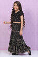 Red Art Silk Printed Short Top Lehenga Set image number 0