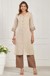 Beige Cotton Straight Kurta image number 0