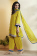 Lime Green Embroidered Cotton Kurta Set image number 4
