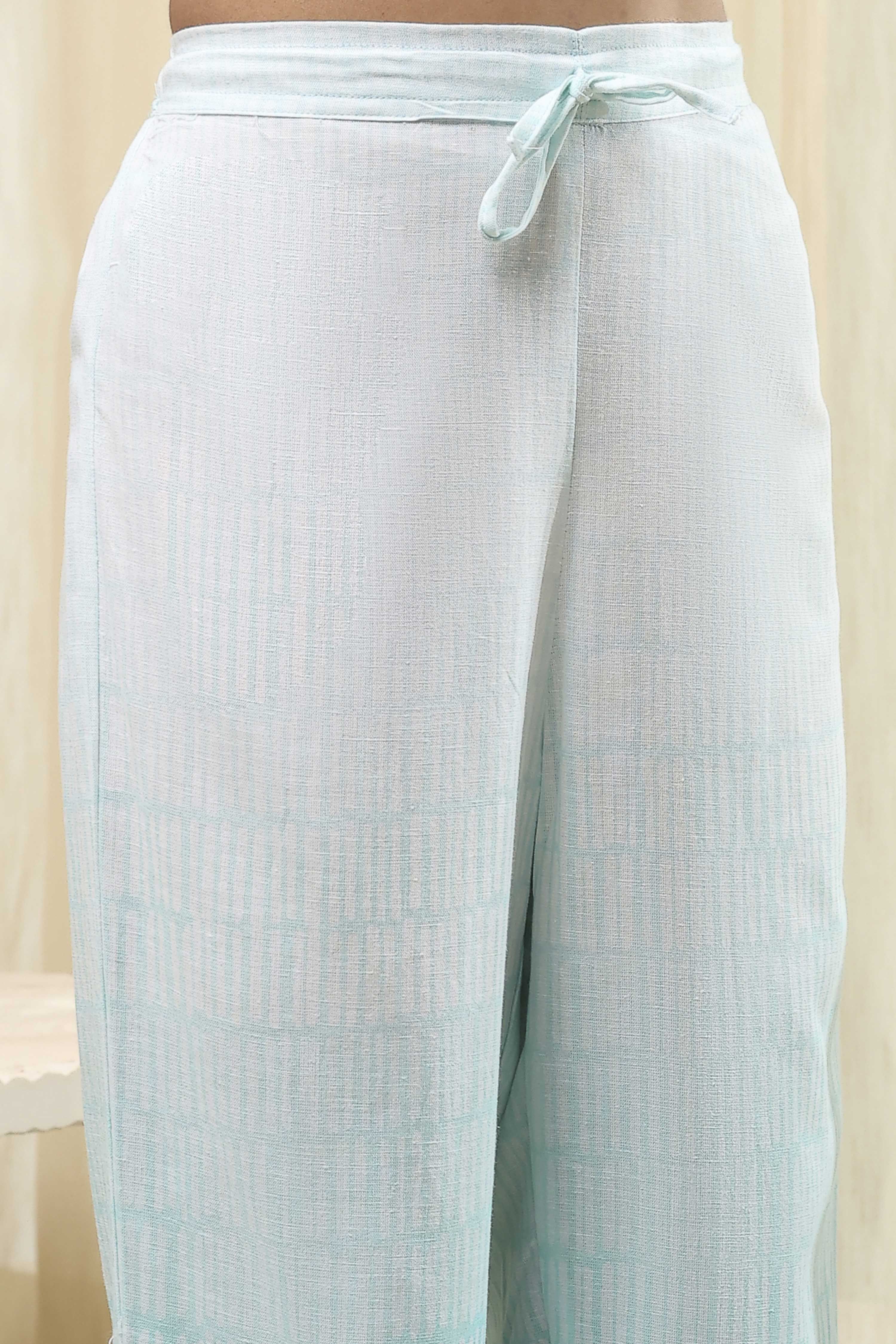 Turquoise Floral Printed Straight Kurta Set image number 2