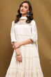 White Cotton Embroidered Tiered Anarkali Suit Set image number 8