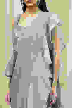 Ice Blue Peplum Pre-Draped Saree image number 1