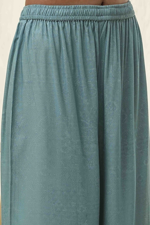 Blue Floral Straight Kurta Set image number 2