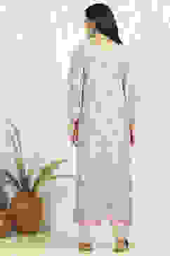 Peach Linen Unstitched Suit Set image number 5