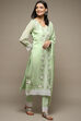 Green Organza Lace Unstitched Suit Set image number 7