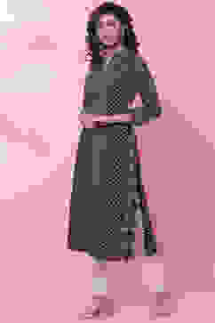 Indigo Art Silk Straight Kurta image number 2