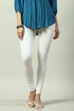 White Cotton Blend Solid Churidar image number 0