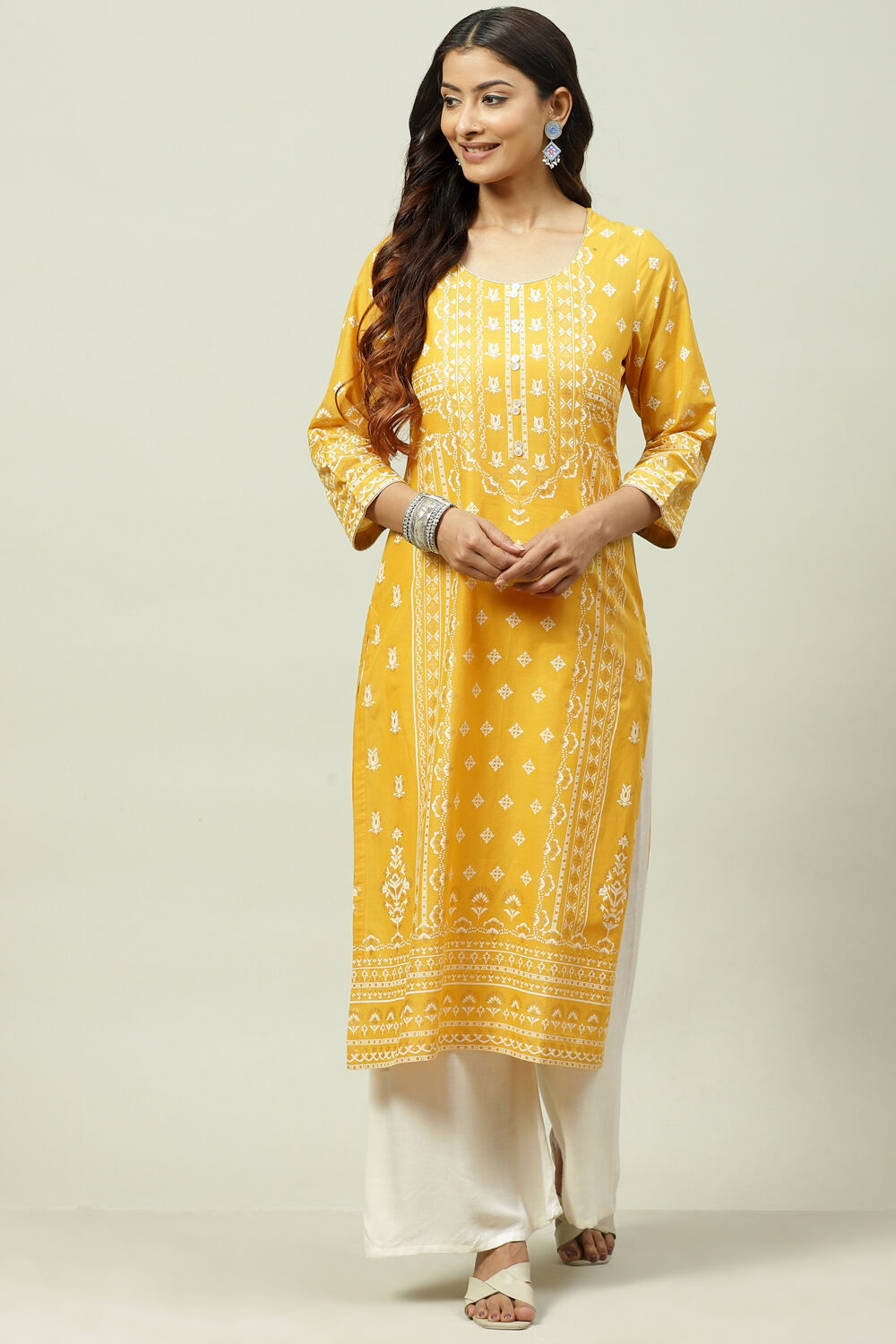 Blue Cotton Straight Kurta image number 0