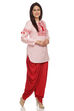 Red Cotton Short Kurta & Pants Set Kurta Dhoti Pants Suit Set image number 2