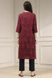 Maroon Cotton Ikat Straight Kurta image number 3
