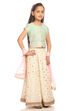 Green And Off White Poly Cotton Lehenga Set image number 3