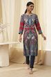 Pink Printed Straight Kurta image number 5